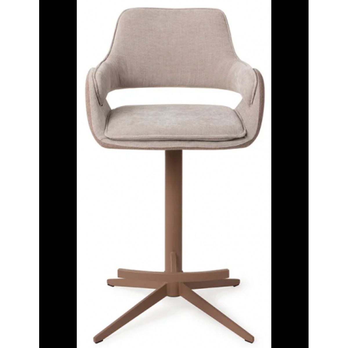 Oketo rotérbar barstol i polyester H97 cm - Mat gråbrun/2-tonet Taupe