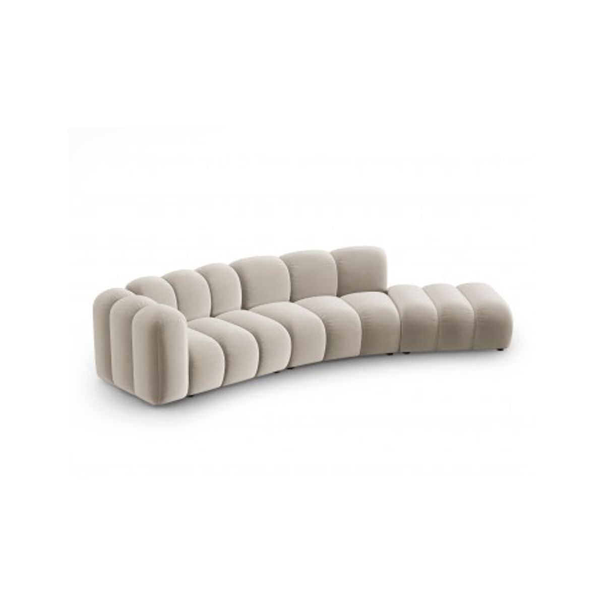 Lupine højrevendt 5-personers buet sofa i velour B335 x D87 - 166 cm - Sort/Beige