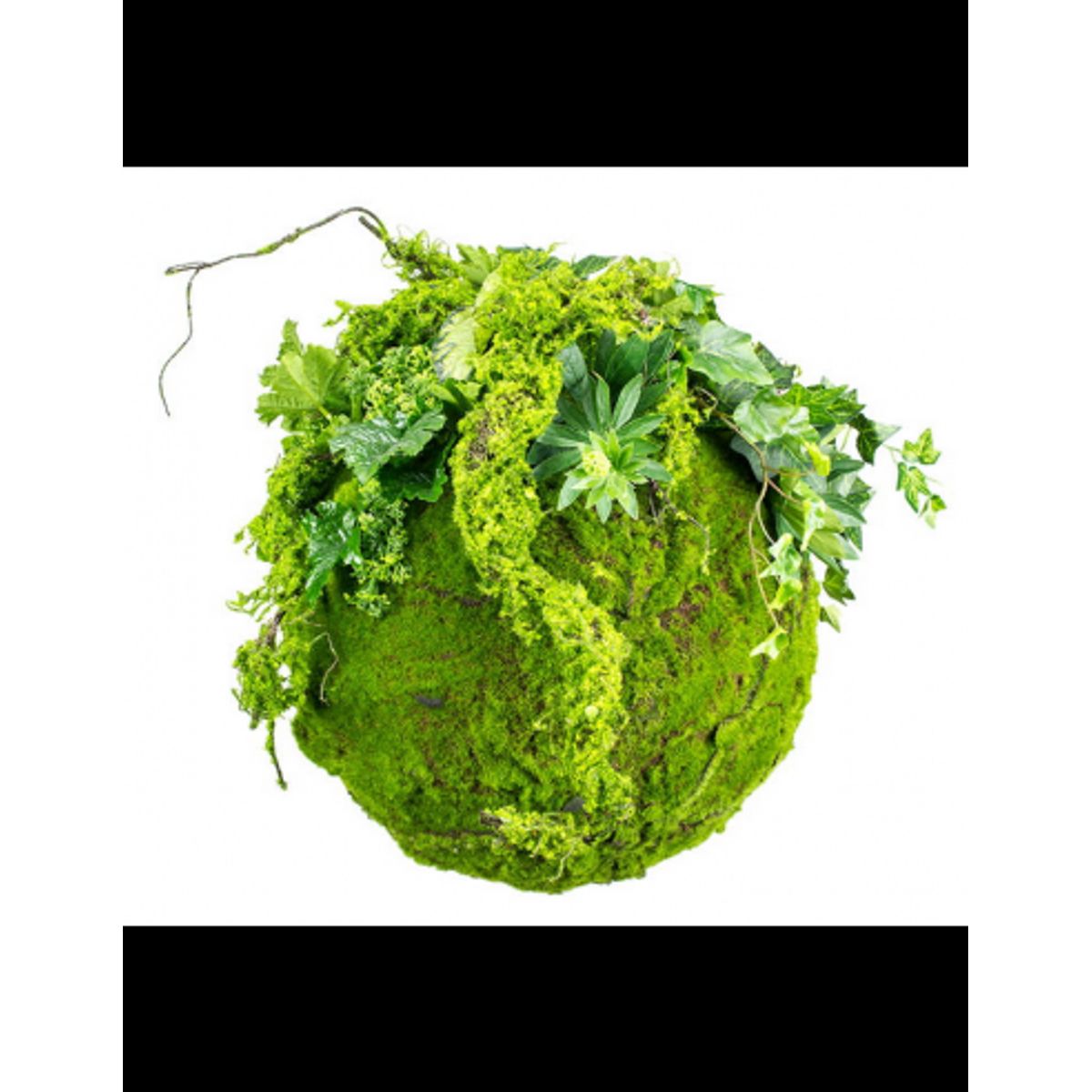 Kokedama have i kunstige planter og mos Ø35+ cm - Grøn