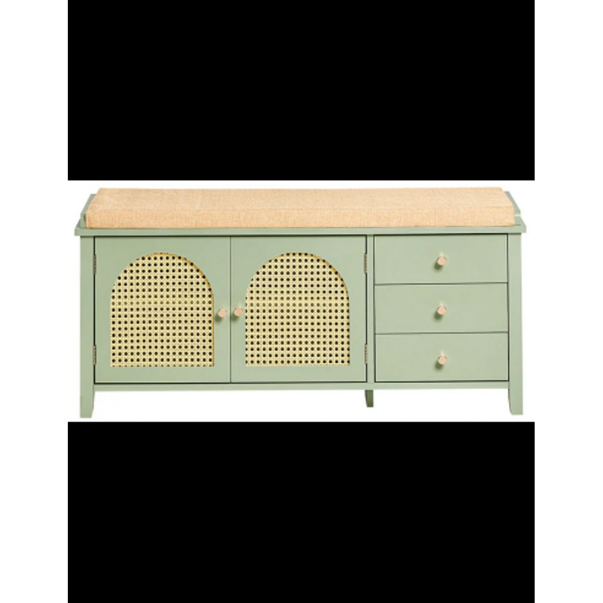 Skobænk i MDF og polyrattan H46 x B100 x D34 cm - Grøn/Natur