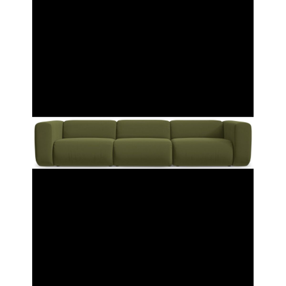 Ekahi 4-personers modulsofa i velour B319 cm - Olivengrøn