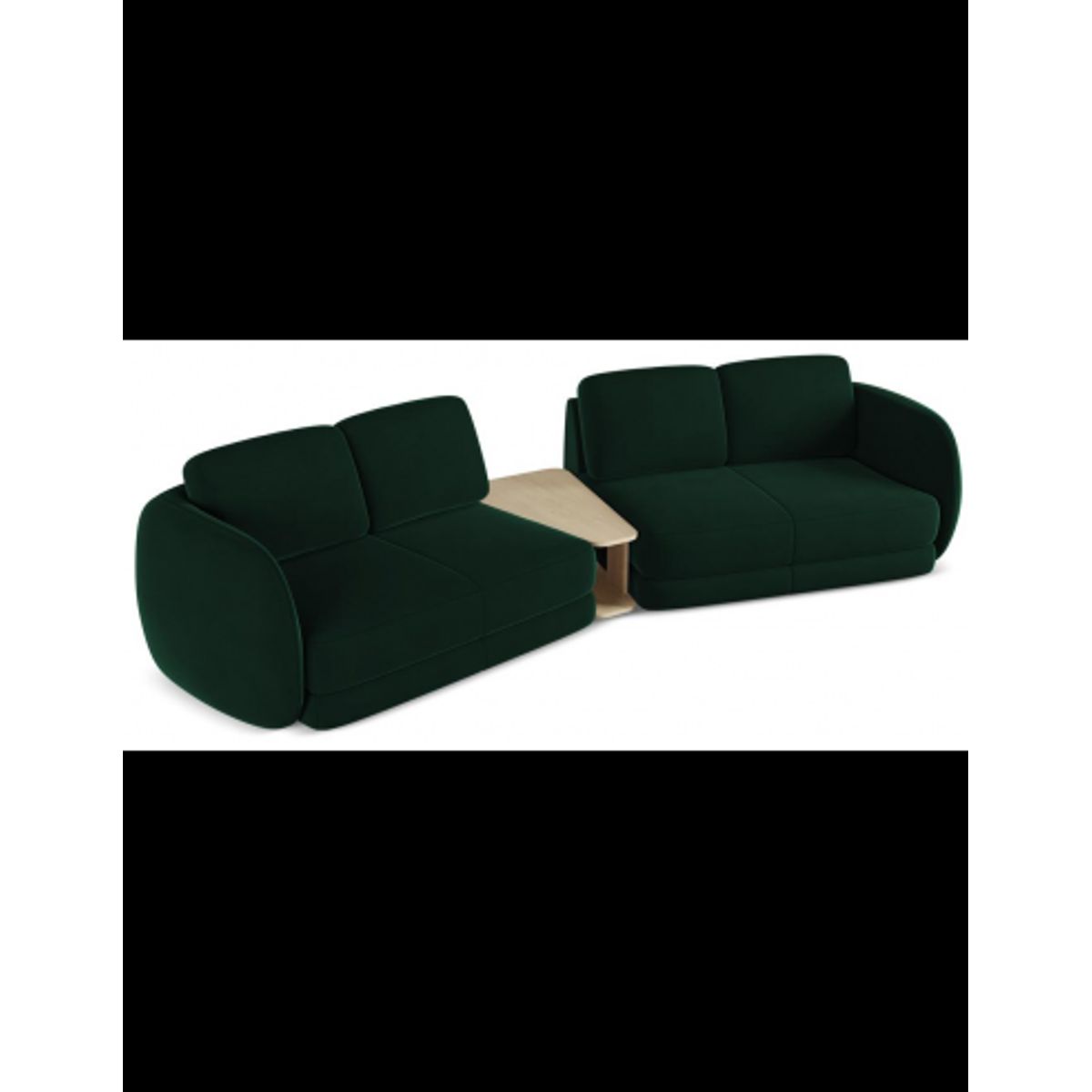 Kiana 4-personers modulsofa i velour B310 cm - Flaskegrøn