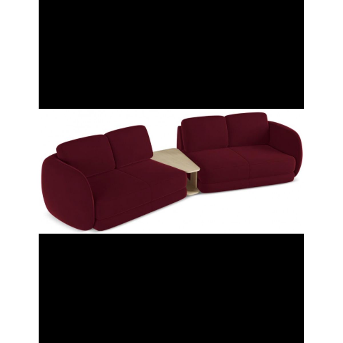 Kiana 4-personers modulsofa i velour B310 cm - Bordeaux