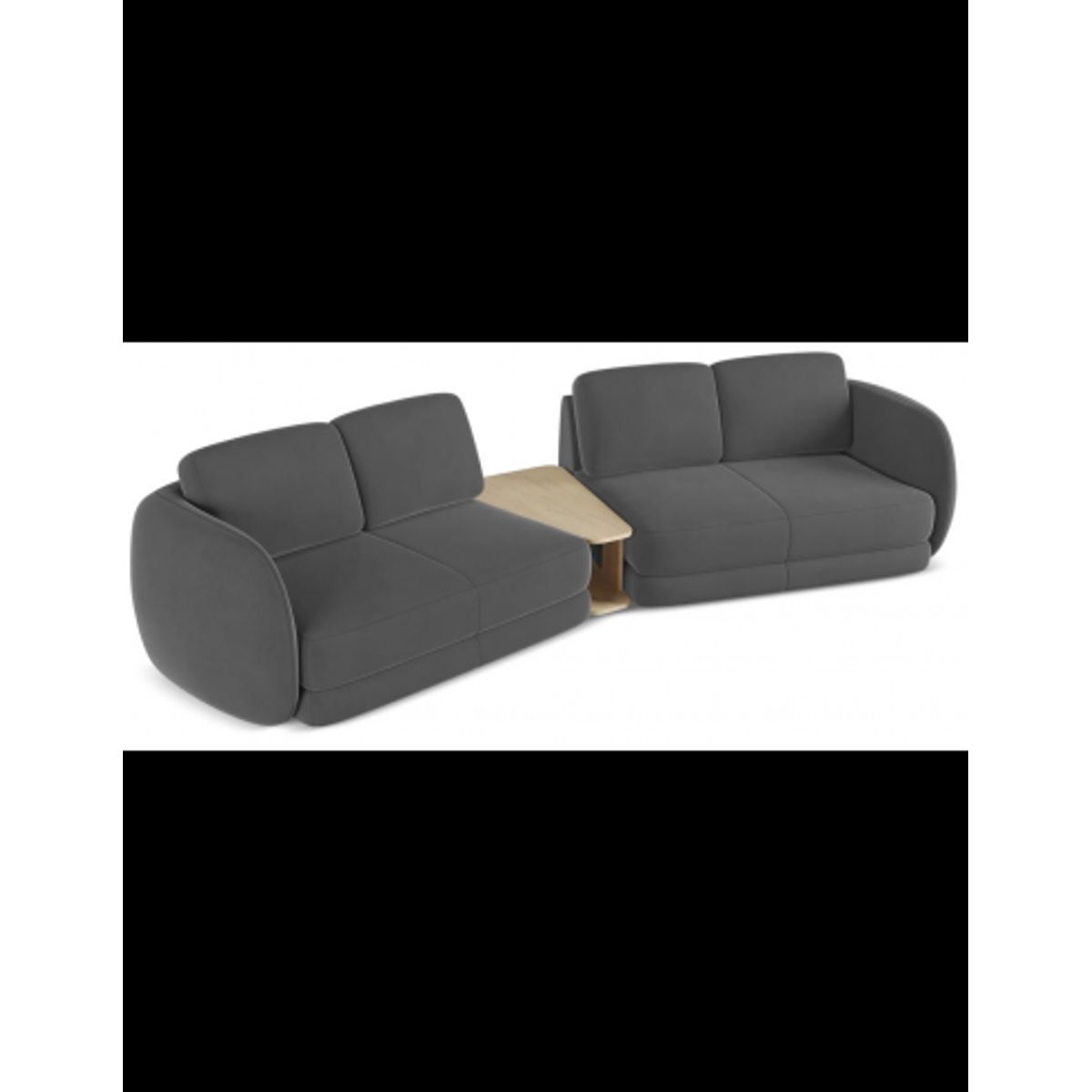 Kiana 4-personers modulsofa i velour B310 cm - Grafitgrå