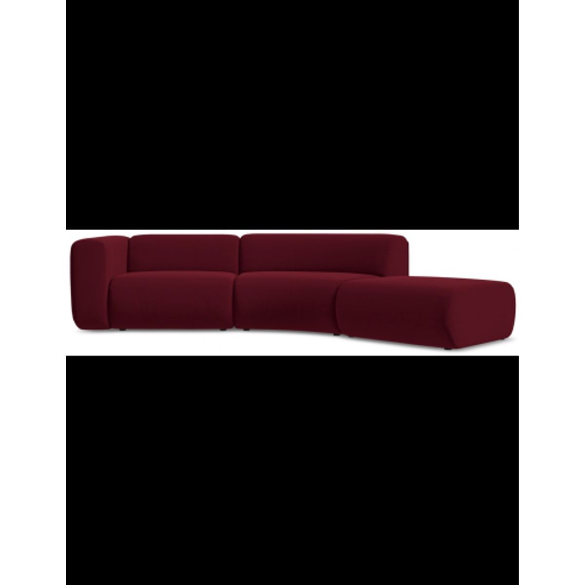 Ekahi buet højrevendt chaiselong modulsofa i velour 335 x 166 cm - Bordeaux