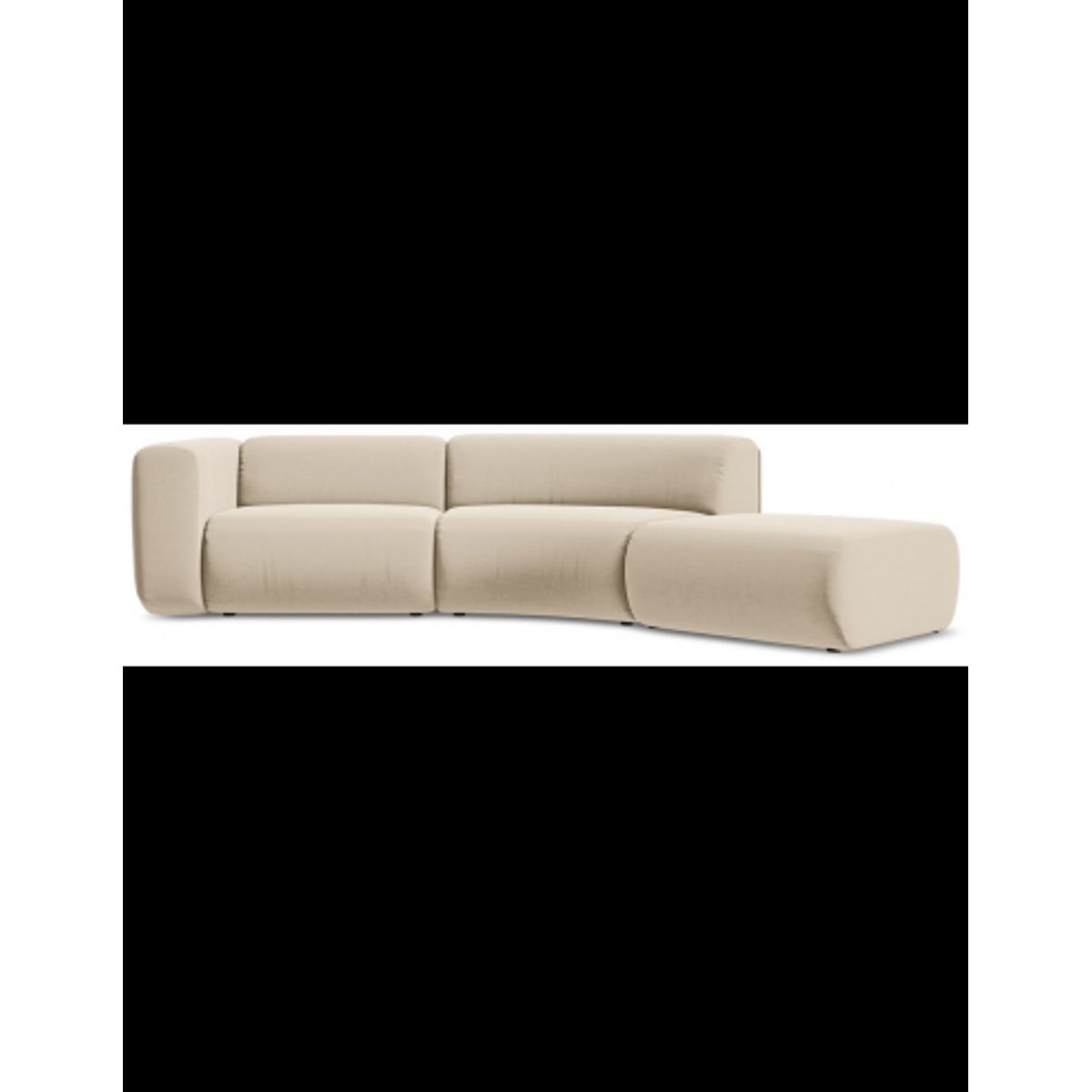 Ekahi buet højrevendt chaiselong modulsofa i velour 335 x 166 cm - Lys beige