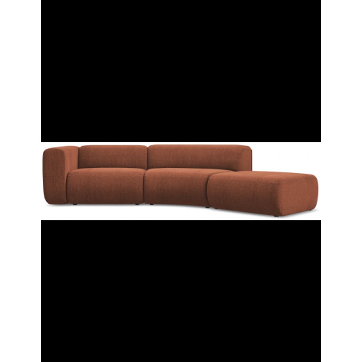 Ekahi buet højrevendt chaiselong modulsofa i chenille 335 x 166 cm - Terracotta