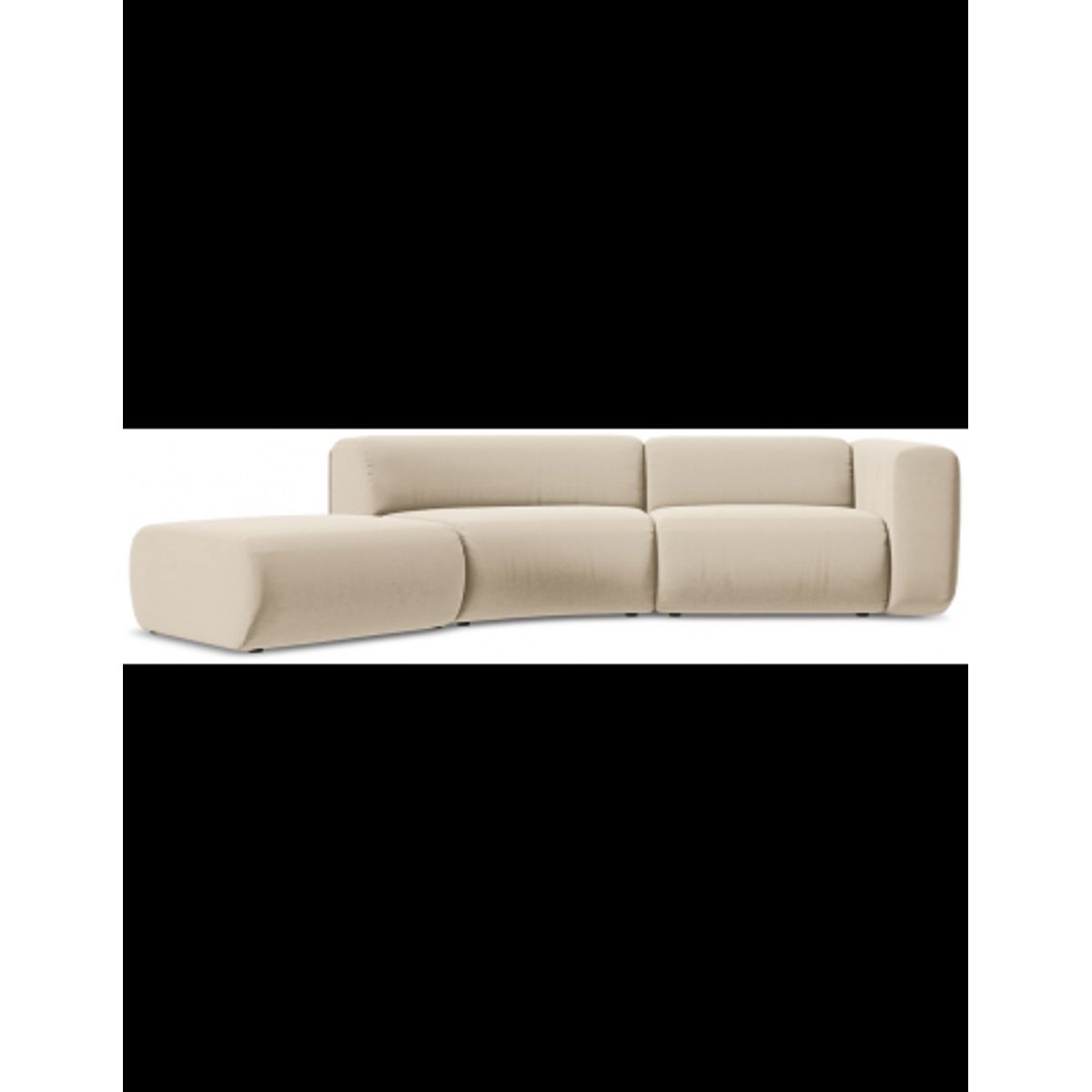 Ekahi buet venstrevendt chaiselong modulsofa i velour 335 x 166 cm - Lys beige