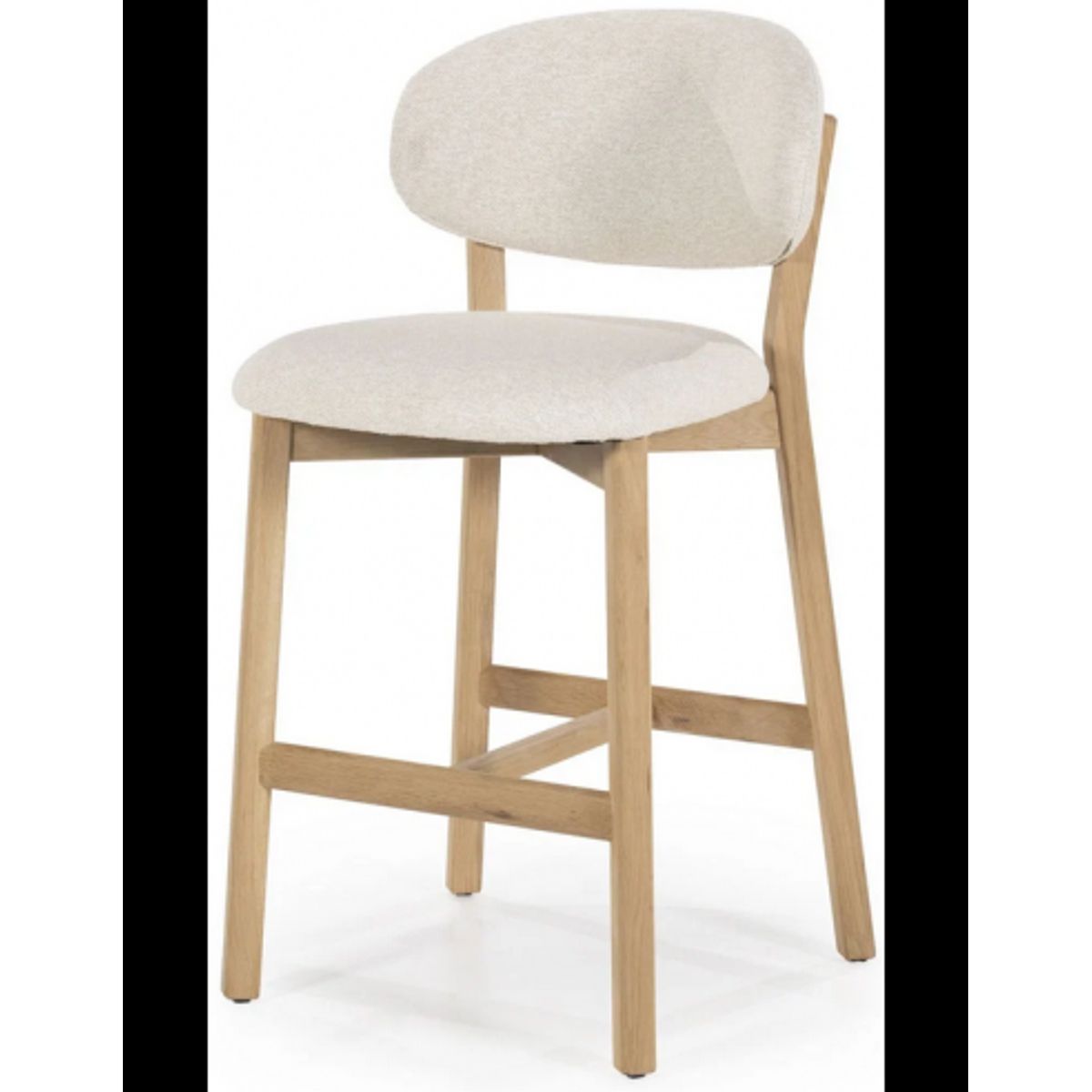 Mikky barstol i egetræ og polyester H97,5 cm - Eg/Beige