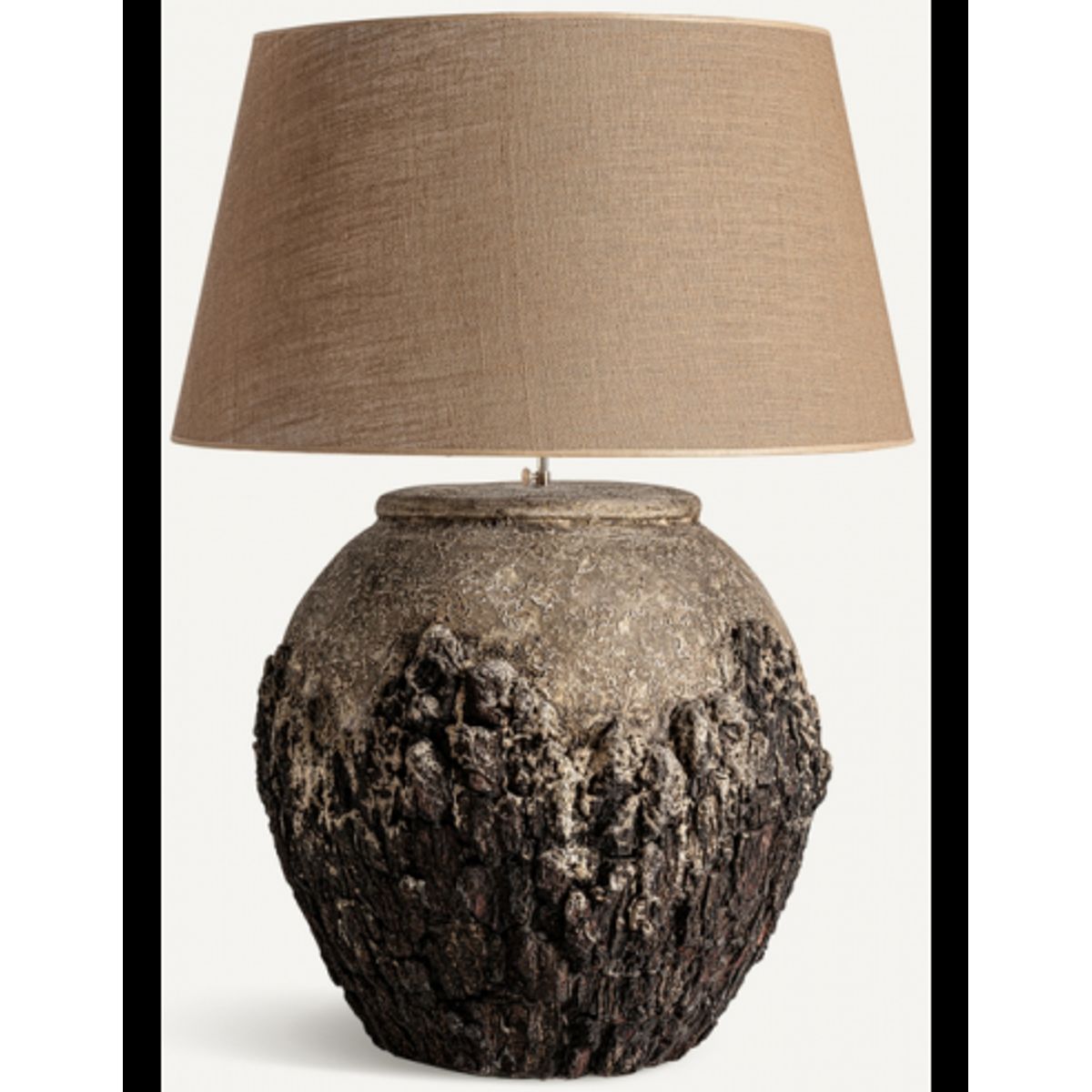 Bordlampe i keramik og jute H95 cm 1 x E27 - Rustik brun/Natur