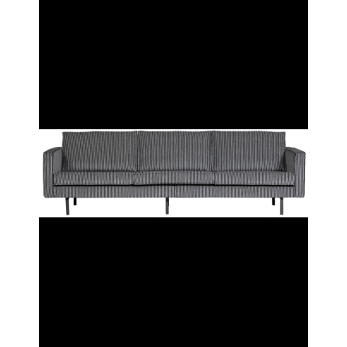 Rodeo 3-personers sofa i polyester B277 cm - Sort/Grå stribet