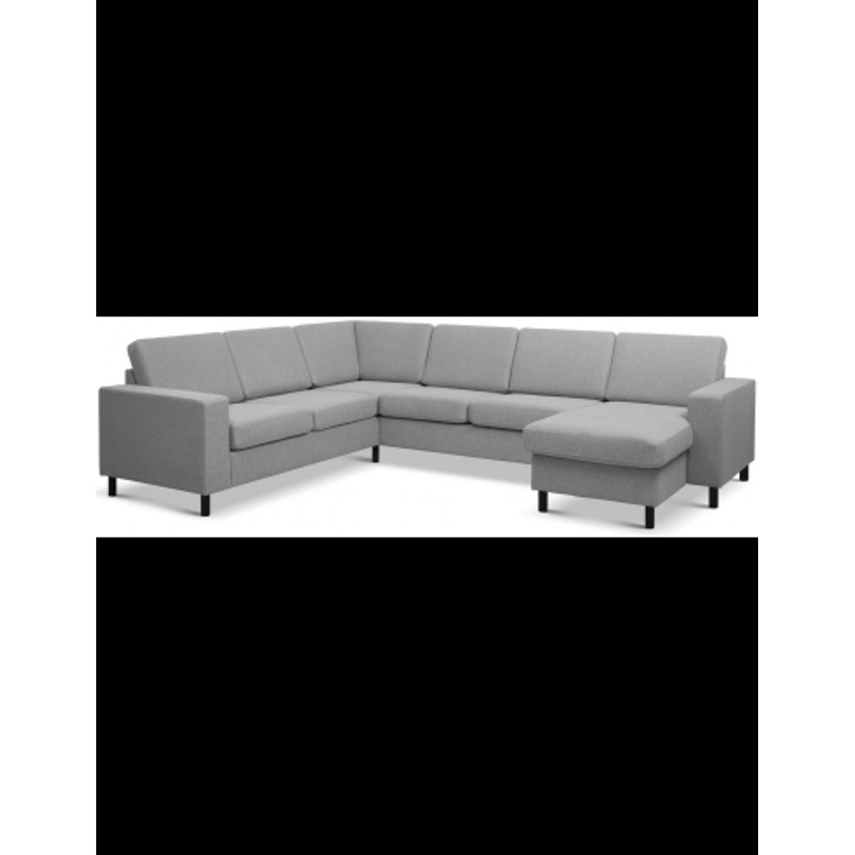 Panset hjørnesofa med chaiselong i polyester B295 x D230 cm - Sort/Grå