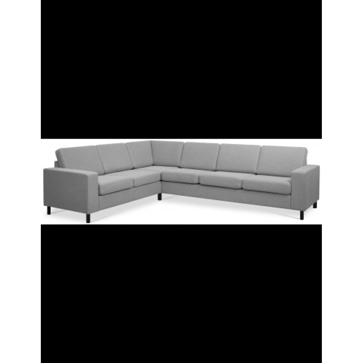 Panset hjørnesofa i polyester B295 x D230 cm - Sort/Grå