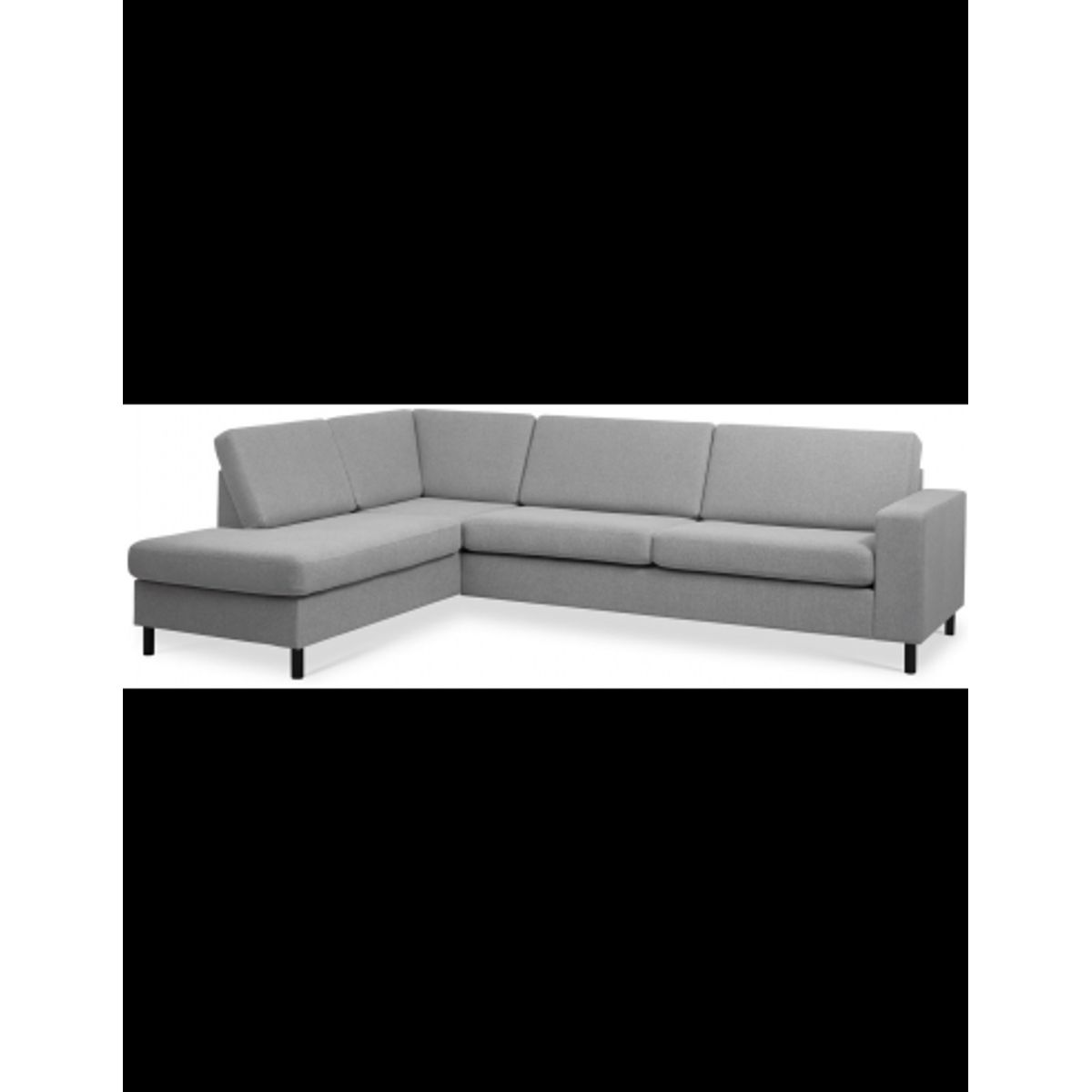 Panset venstrevendt chaiselongsofa i polyester B279 x D197 cm - Sort/Grå