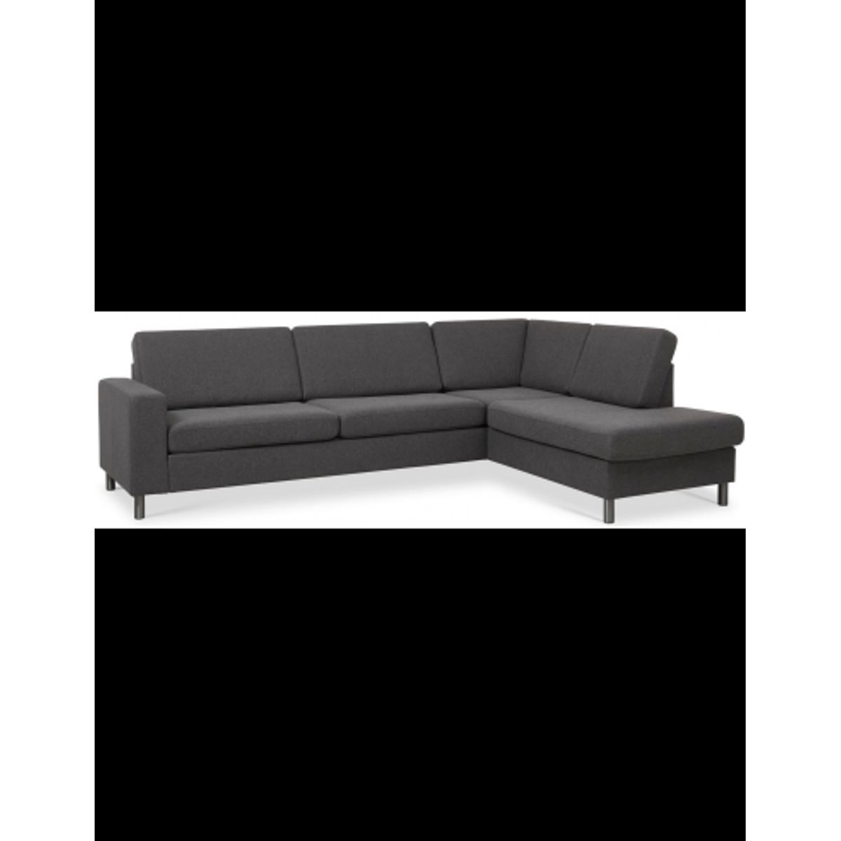 Panset højrevendt chaiselongsofa i polyester B279 x D197 cm - Børstet alugrå/Antracit