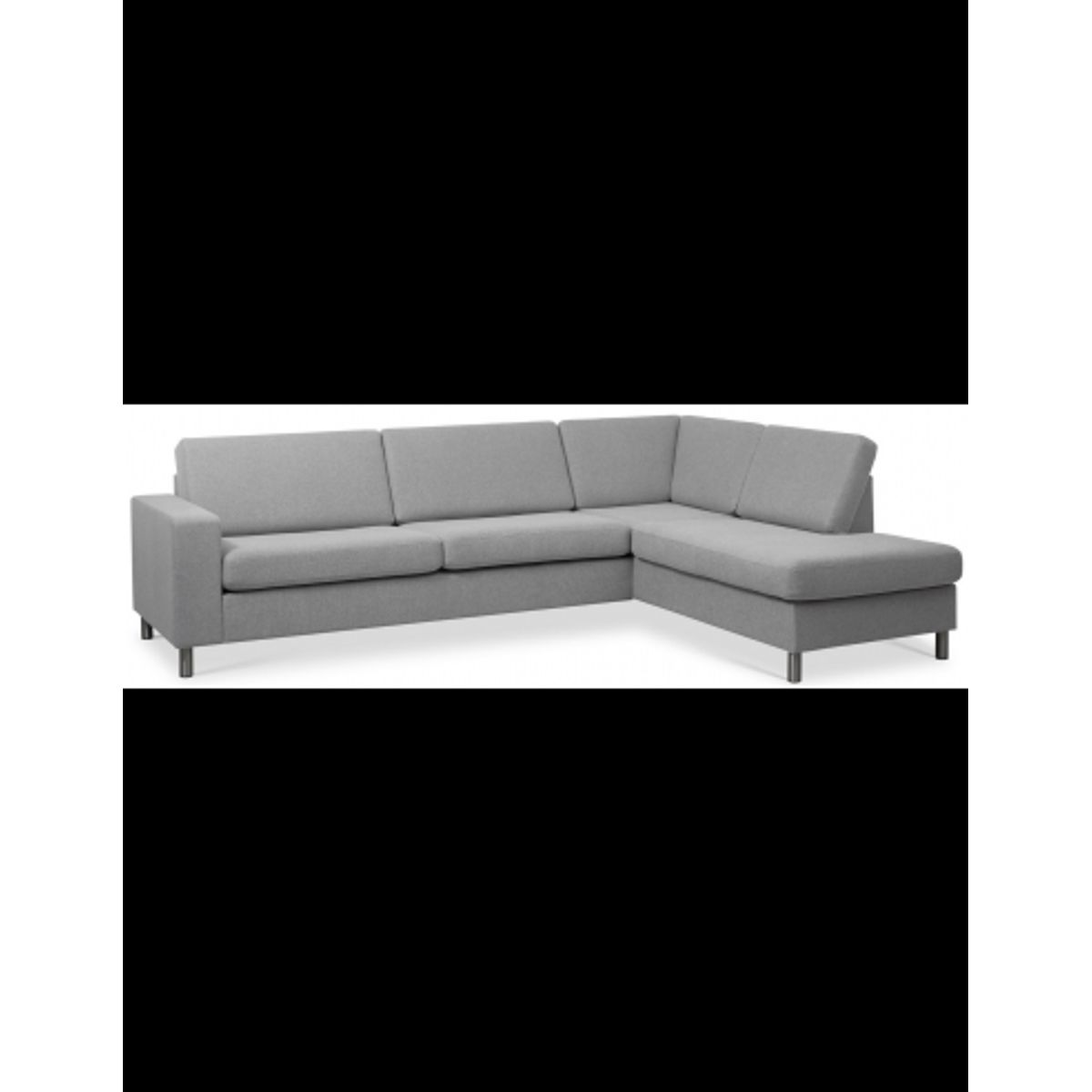 Panset højrevendt chaiselongsofa i polyester B279 x D197 cm - Børstet alugrå/Grå