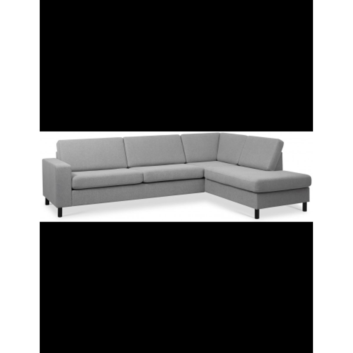 Panset højrevendt chaiselongsofa i polyester B279 x D197 cm - Sort/Grå