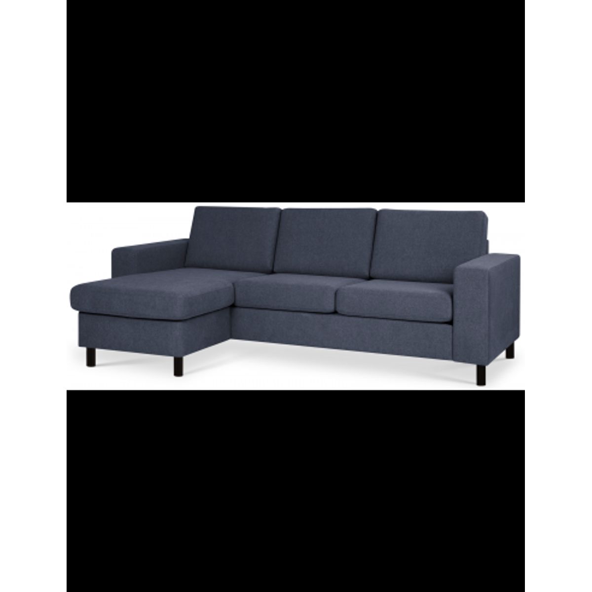 Panset chaiselongsofa i polyester B233 x D137 cm - Sort/Blå