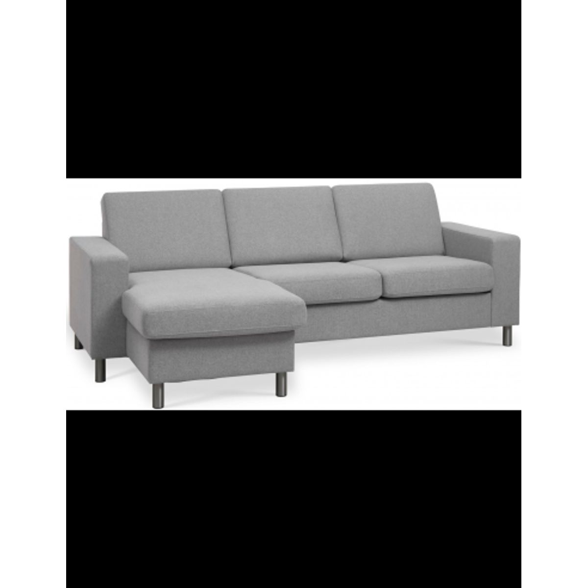 Panset chaiselongsofa i polyester B233 x D137 cm - Børstet alugrå/Grå