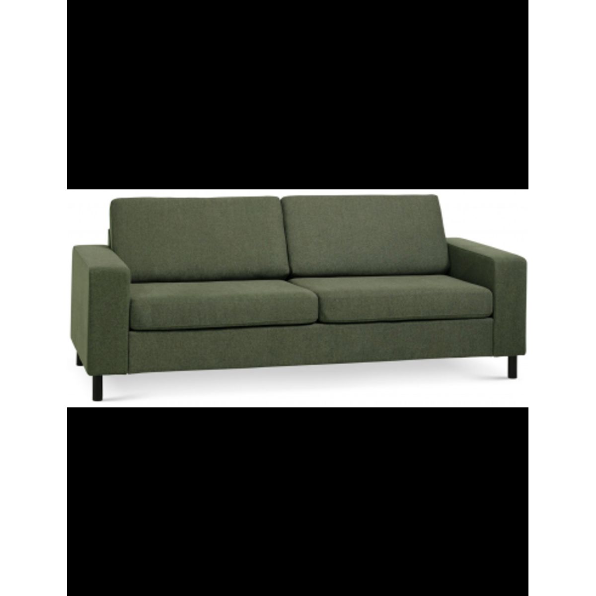 Panset 2-personers sofa i polyester B218 x D81 cm - Sort/Mosgrøn