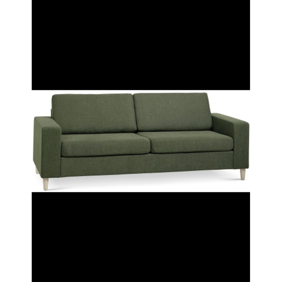 Panset 2-personers sofa i polyester B218 x D81 cm - Natur/Mosgrøn