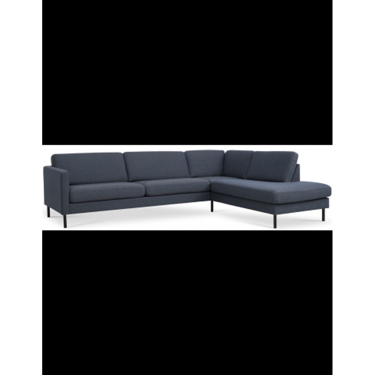 Askset højrevendt chaiselongsofa i polyester B291 x D219 cm - Sort/Navy