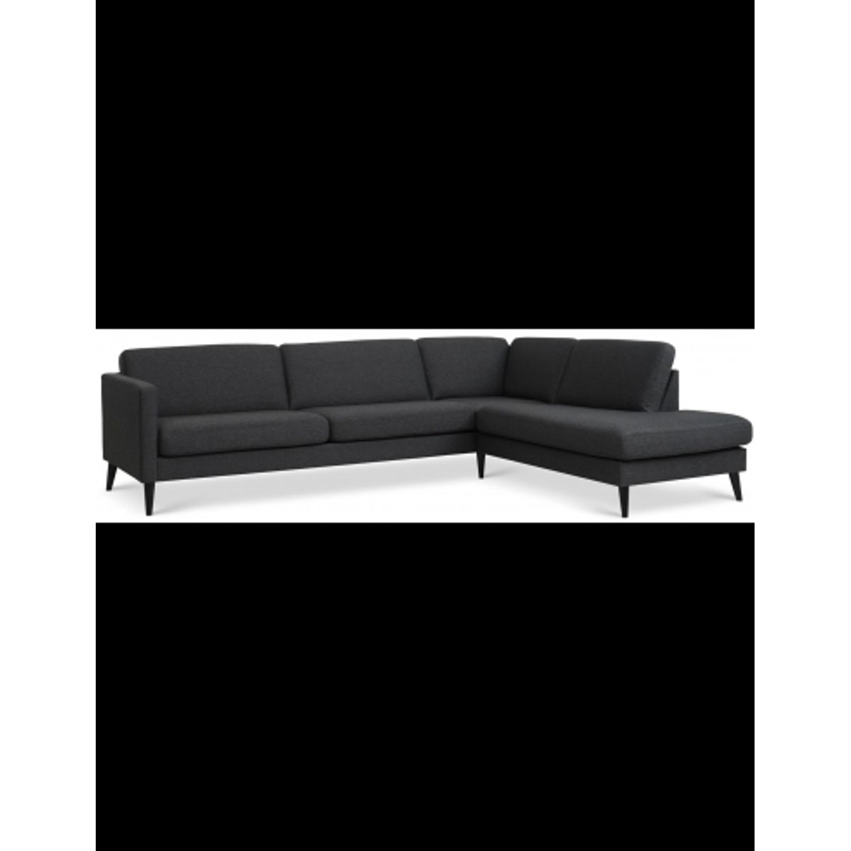 Askset højrevendt chaiselongsofa i polyester B291 x D219 cm - Sort/Antracit