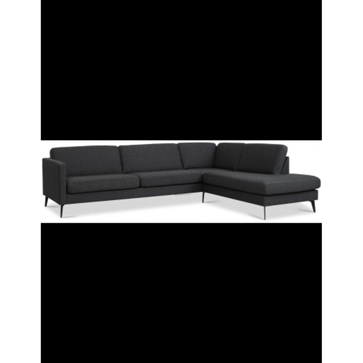 Askset højrevendt chaiselongsofa i polyester B291 x D219 cm - Sort/Antracit