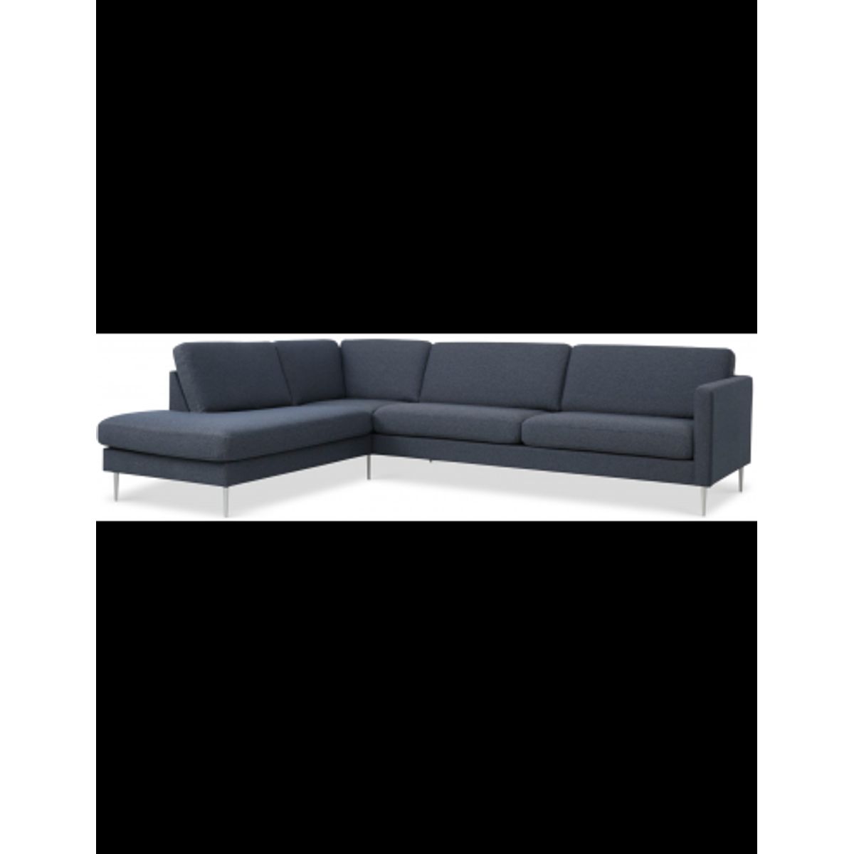 Askset venstrevendt chaiselongsofa i polyester B291 x D219 cm - Børstet alugrå/Navy