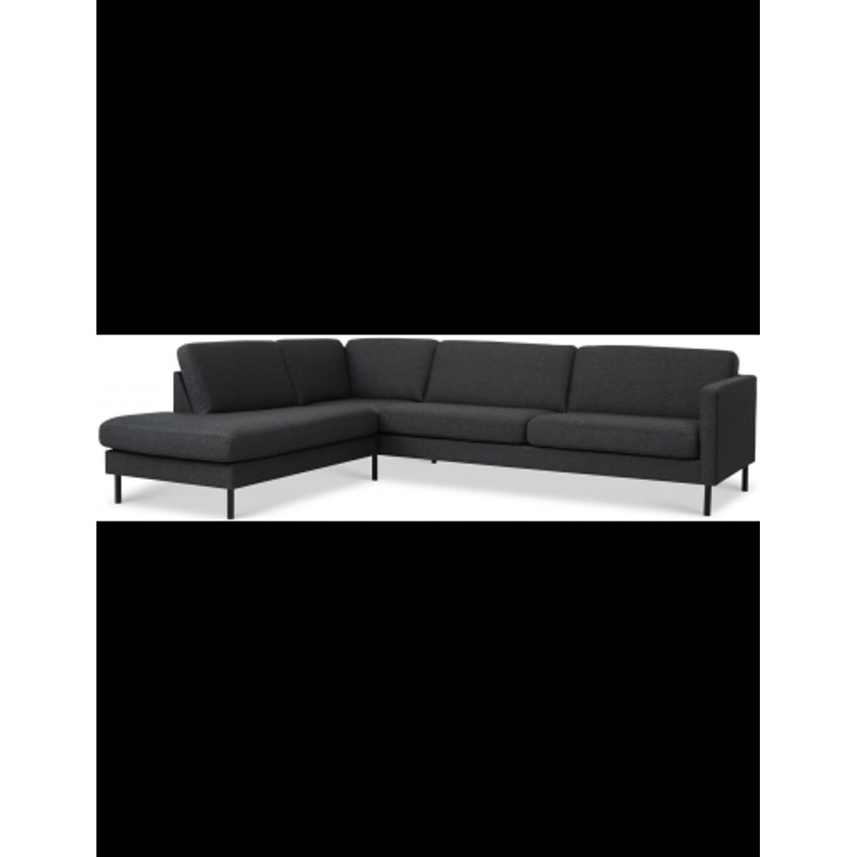 Askset venstrevendt chaiselongsofa i polyester B291 x D219 cm - Sort/Antracit