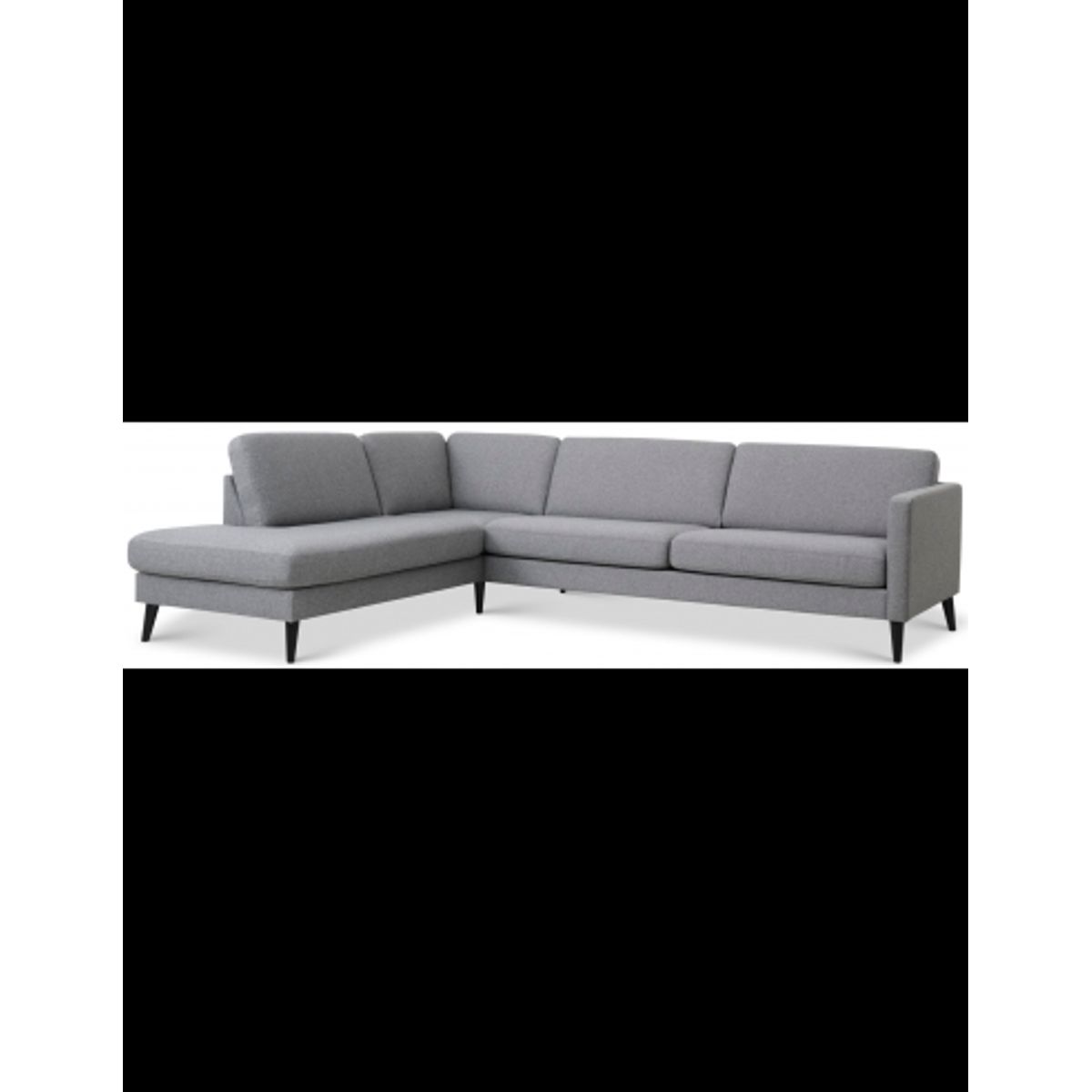 Askset venstrevendt chaiselongsofa i polyester B291 x D219 cm - Sort/Lysegrå