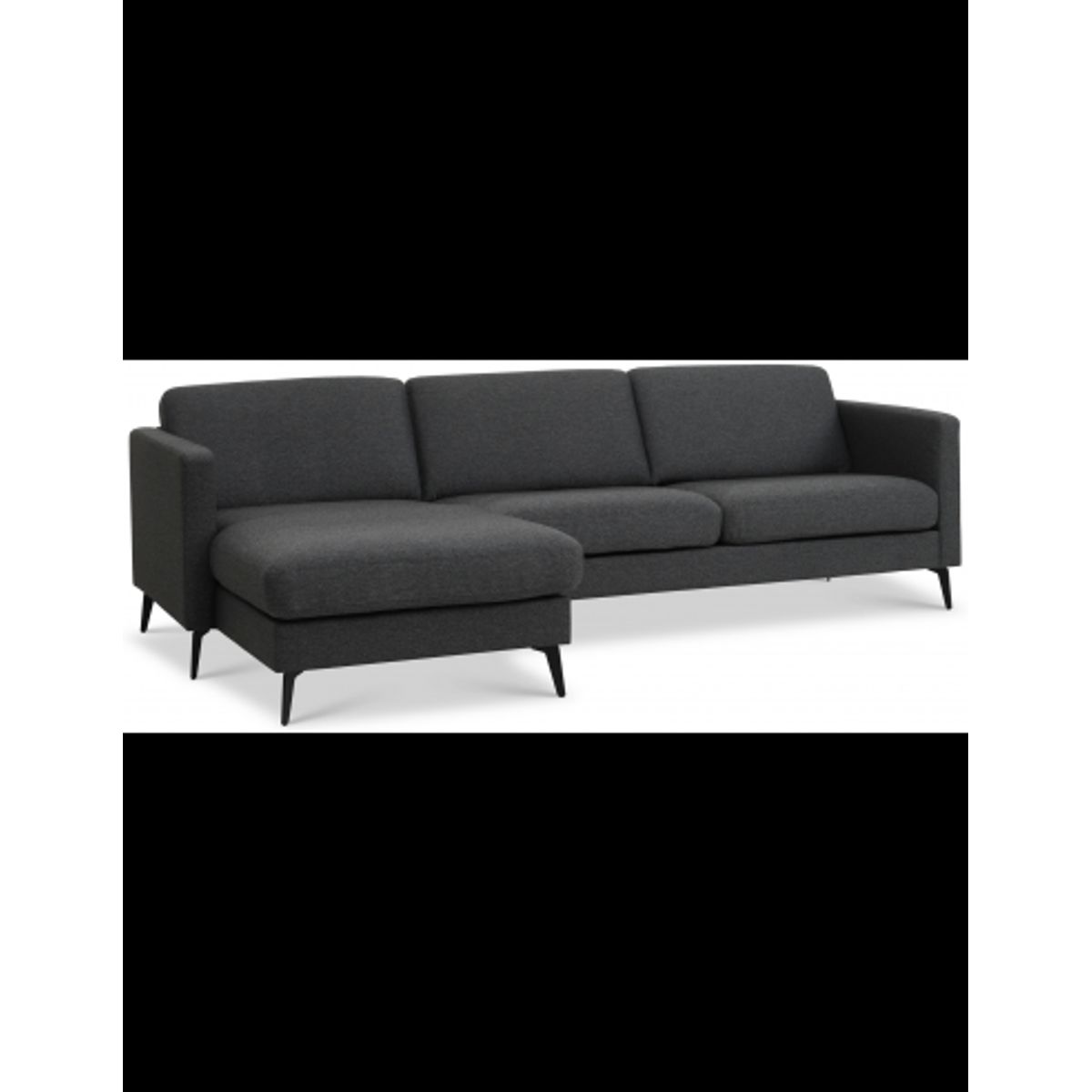 Askset chaiselongsofa i polyester B260 x D145 cm - Sort/Antracit