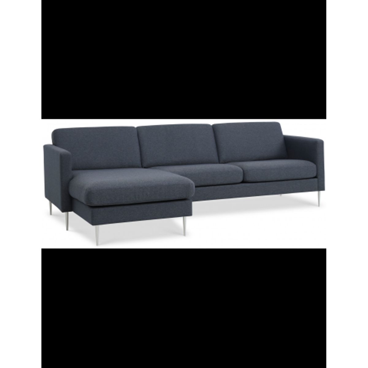 Askset chaiselongsofa i polyester B260 x D145 cm - Børstet alugrå/Navy