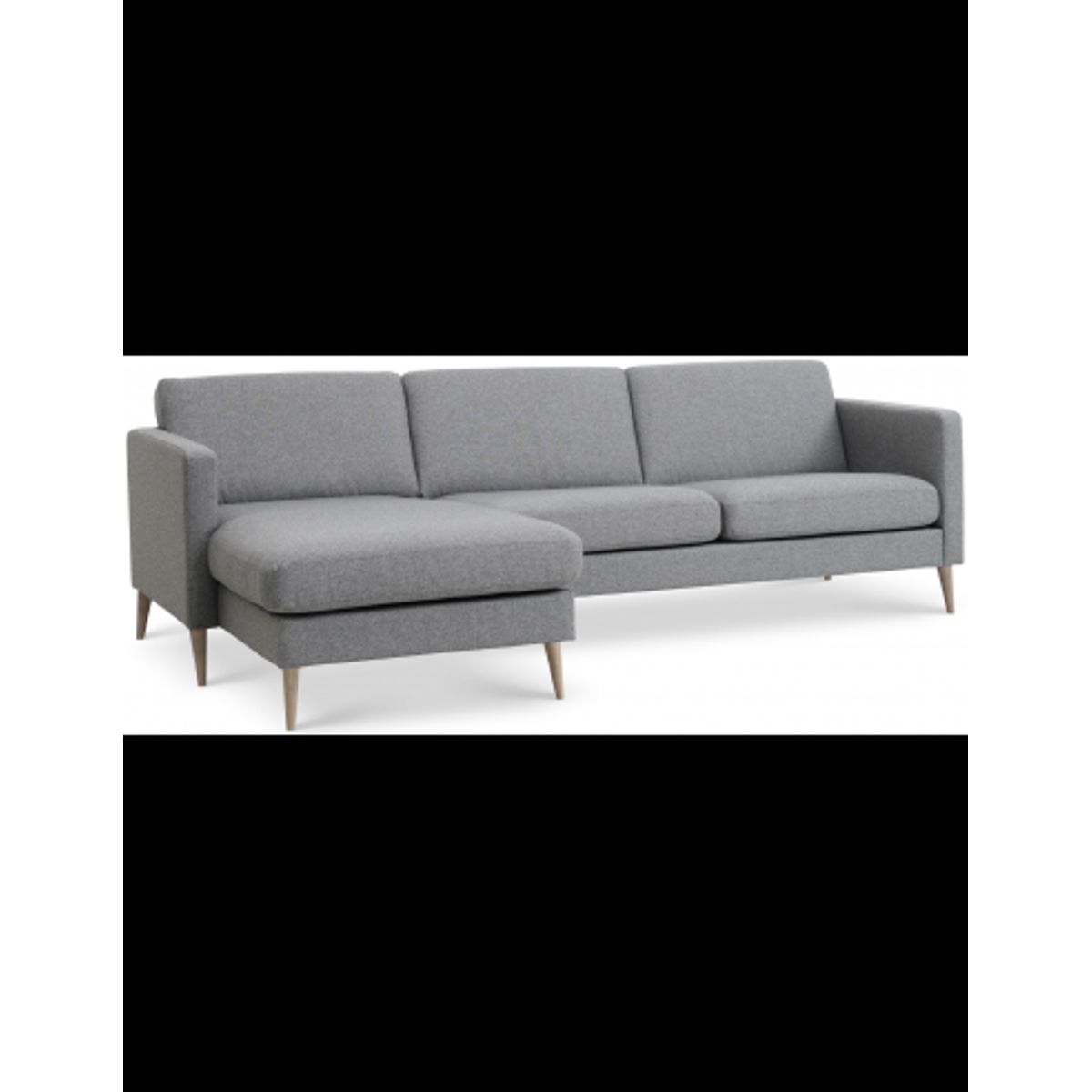 Askset chaiselongsofa i polyester B260 x D145 cm - Natur/Lysegrå