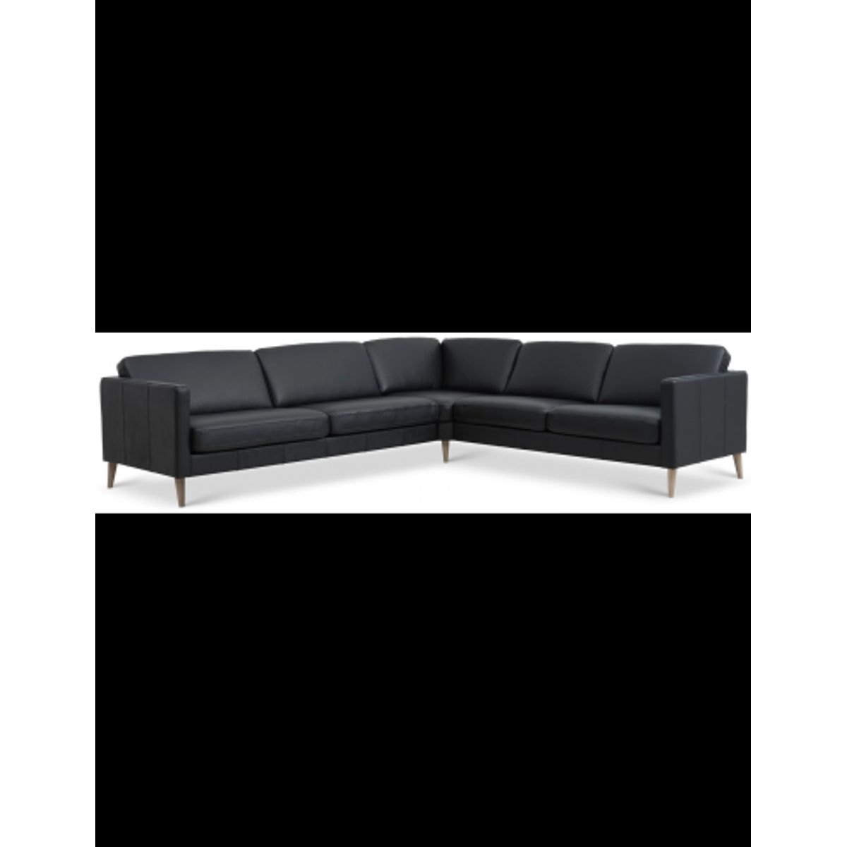 Askset hjørnesofa i semi-anilin læder B300 x D264 cm - Natur/Sort