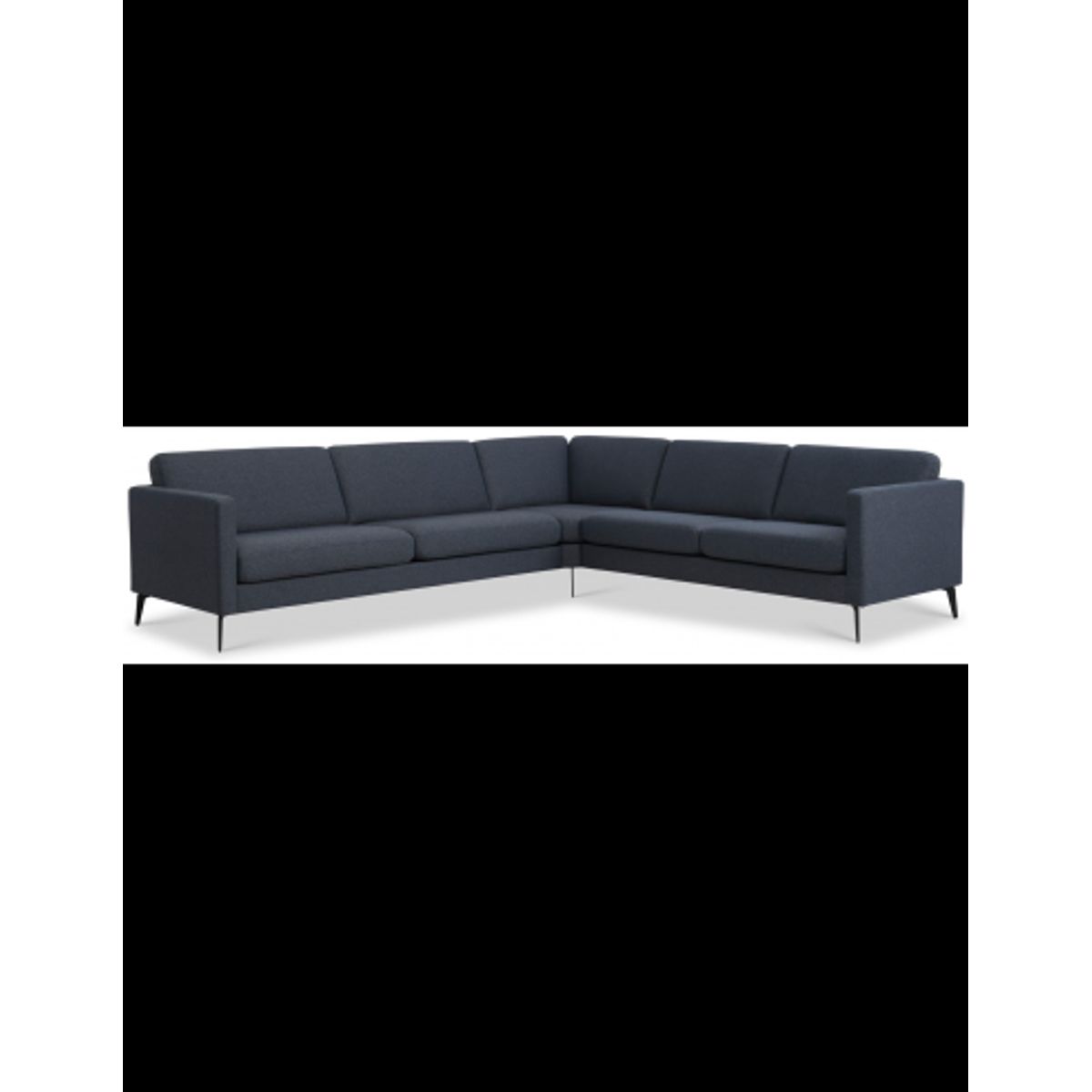 Askset hjørnesofa i polyester B300 x D264 cm - Sort/Navy