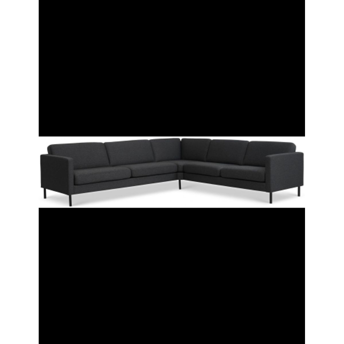 Askset hjørnesofa i polyester B300 x D264 cm - Sort/Antracit