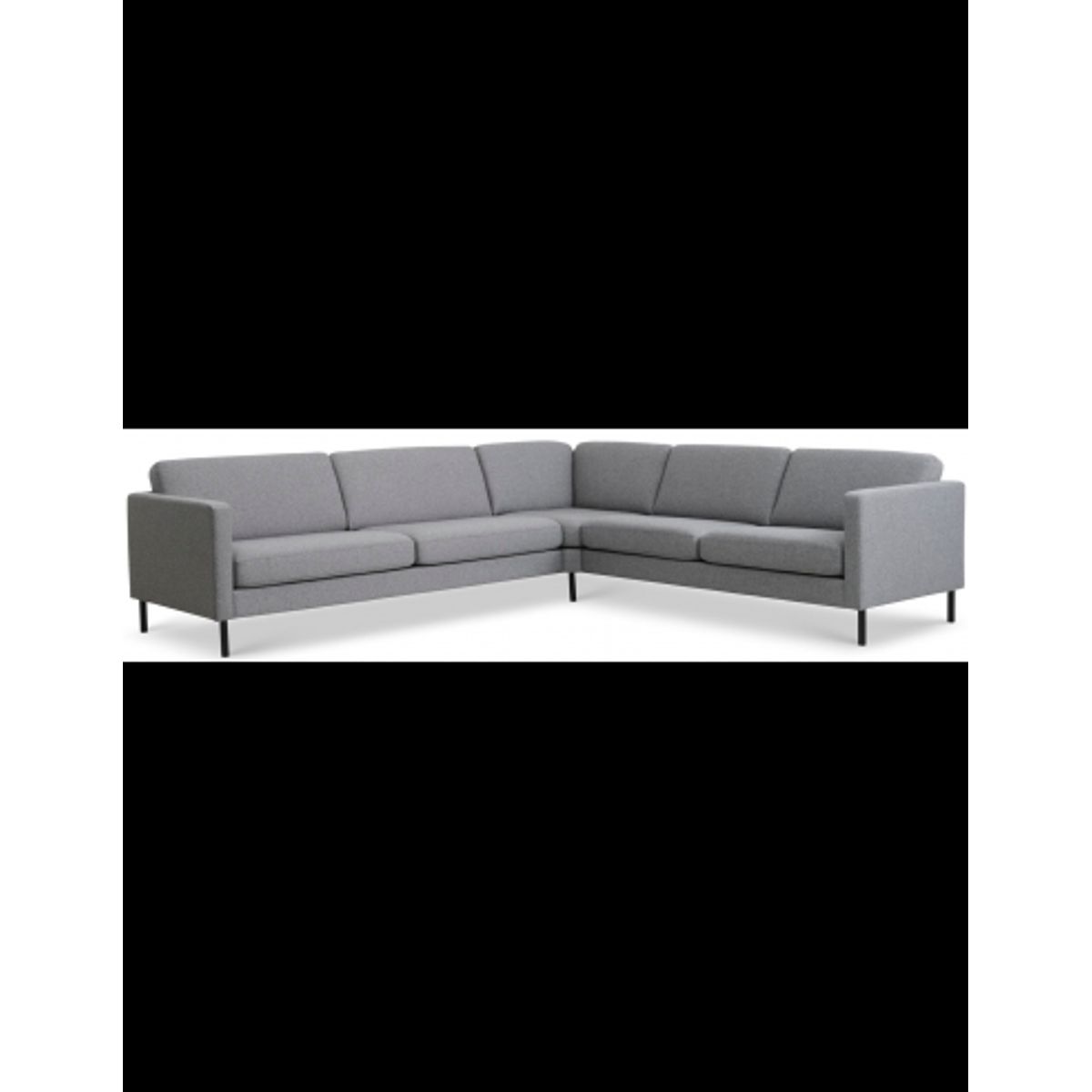 Askset hjørnesofa i polyester B300 x D264 cm - Sort/Lysegrå