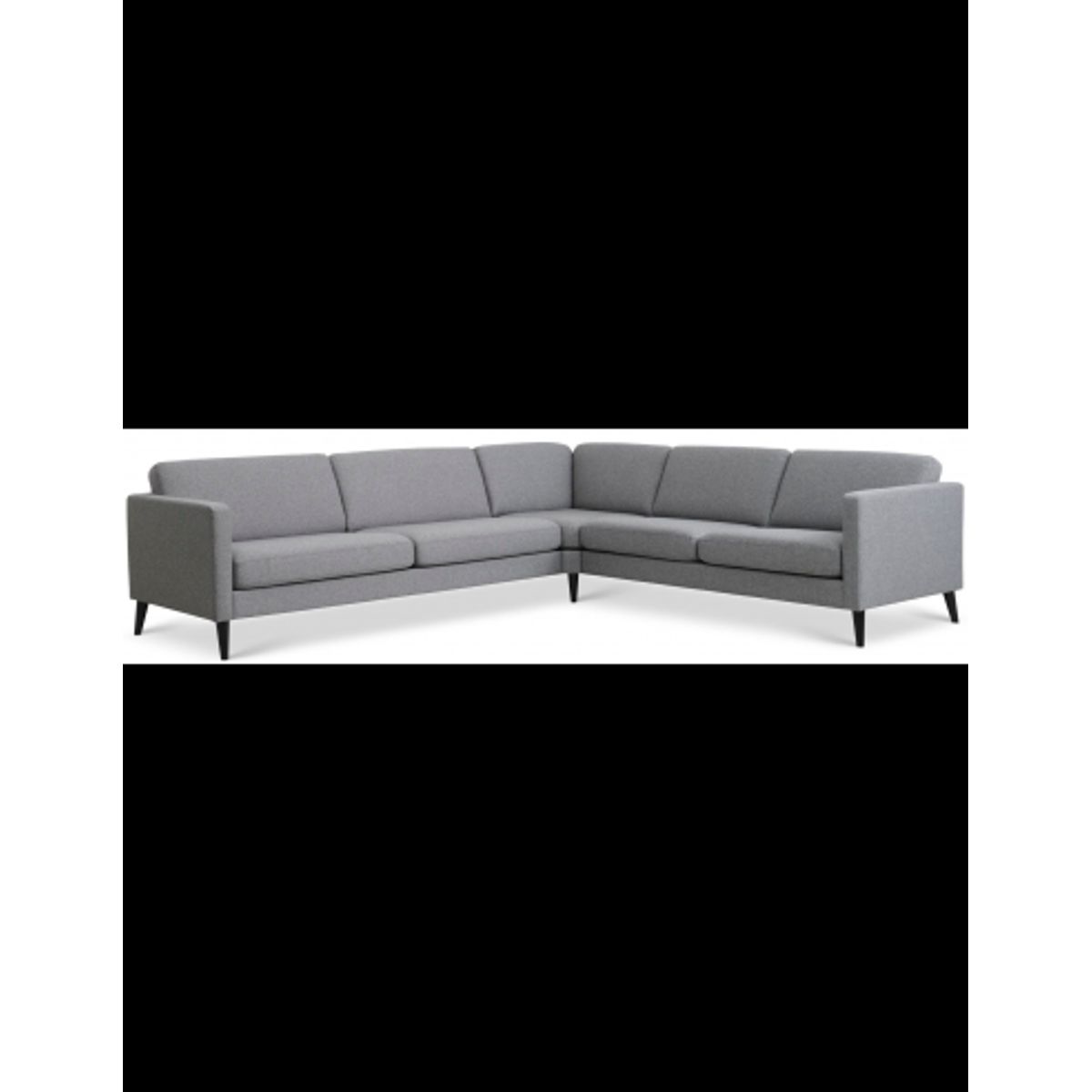 Askset hjørnesofa i polyester B300 x D264 cm - Sort/Lysegrå