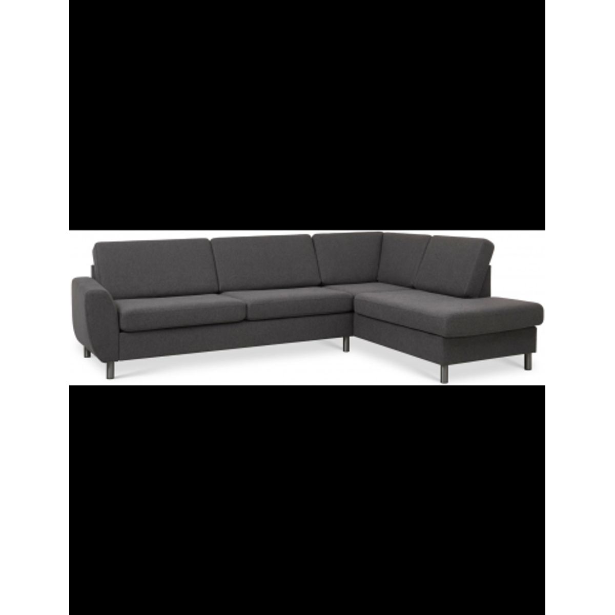 Wendy højrevendt chaiselongsofa i polyester B279 x D197 cm - Børstet alugrå/Antracit