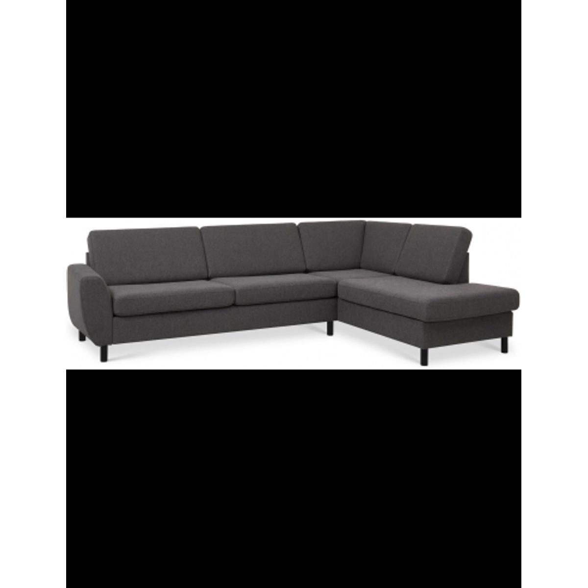 Wendy højrevendt chaiselongsofa i polyester B279 x D197 cm - Sort/Antracit