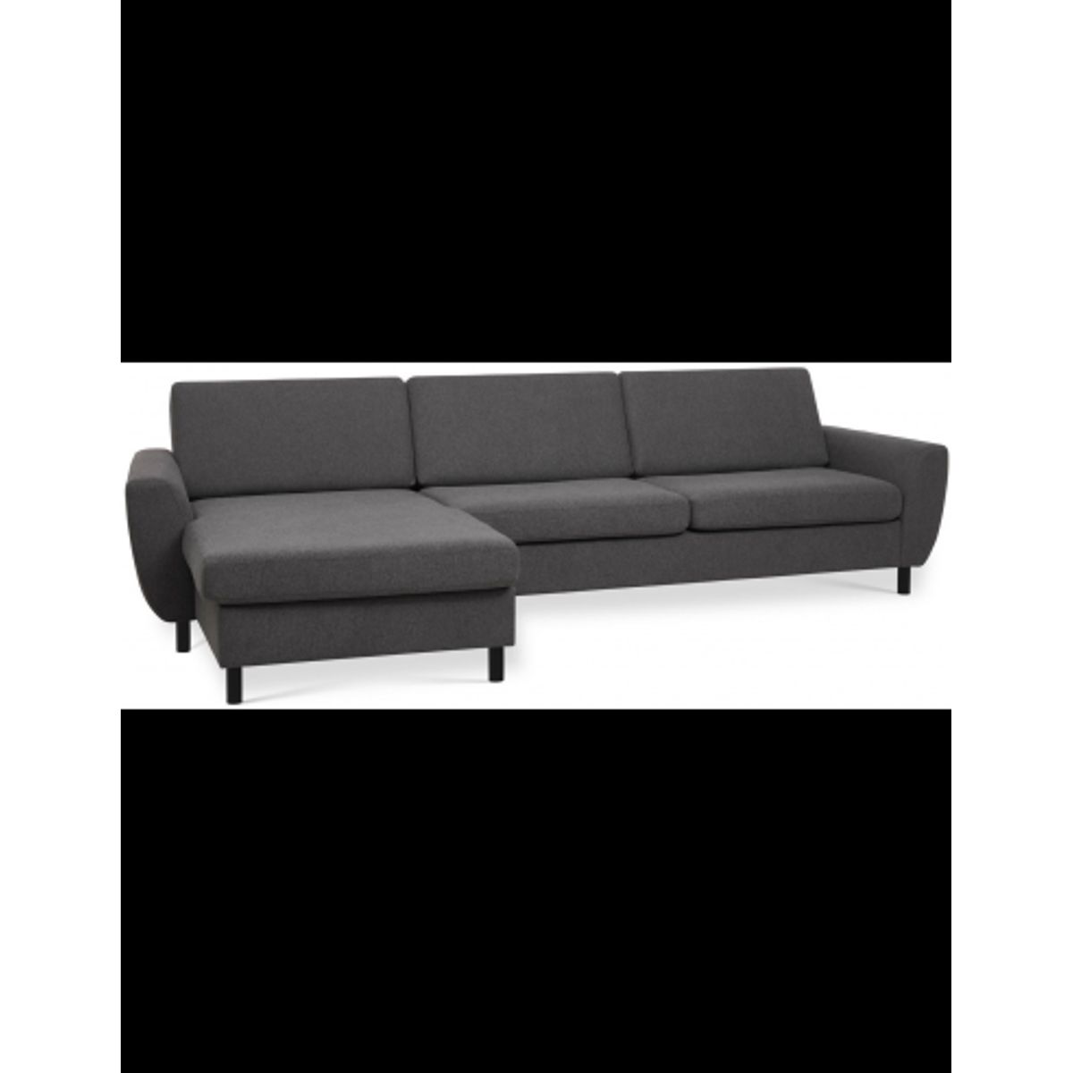 Wendy chaiselongsofa i polyester B308 x D149 cm - Sort/Antracit