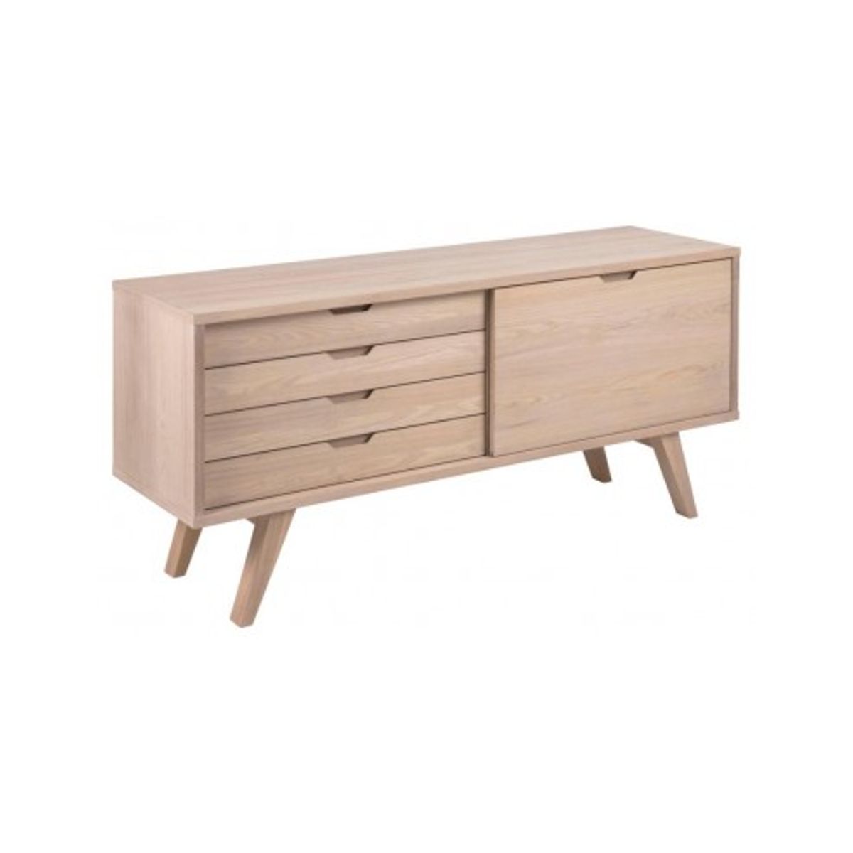 Line sideboard i mdf og egetræsfinér B160 cm - Hvidpigmenteret eg