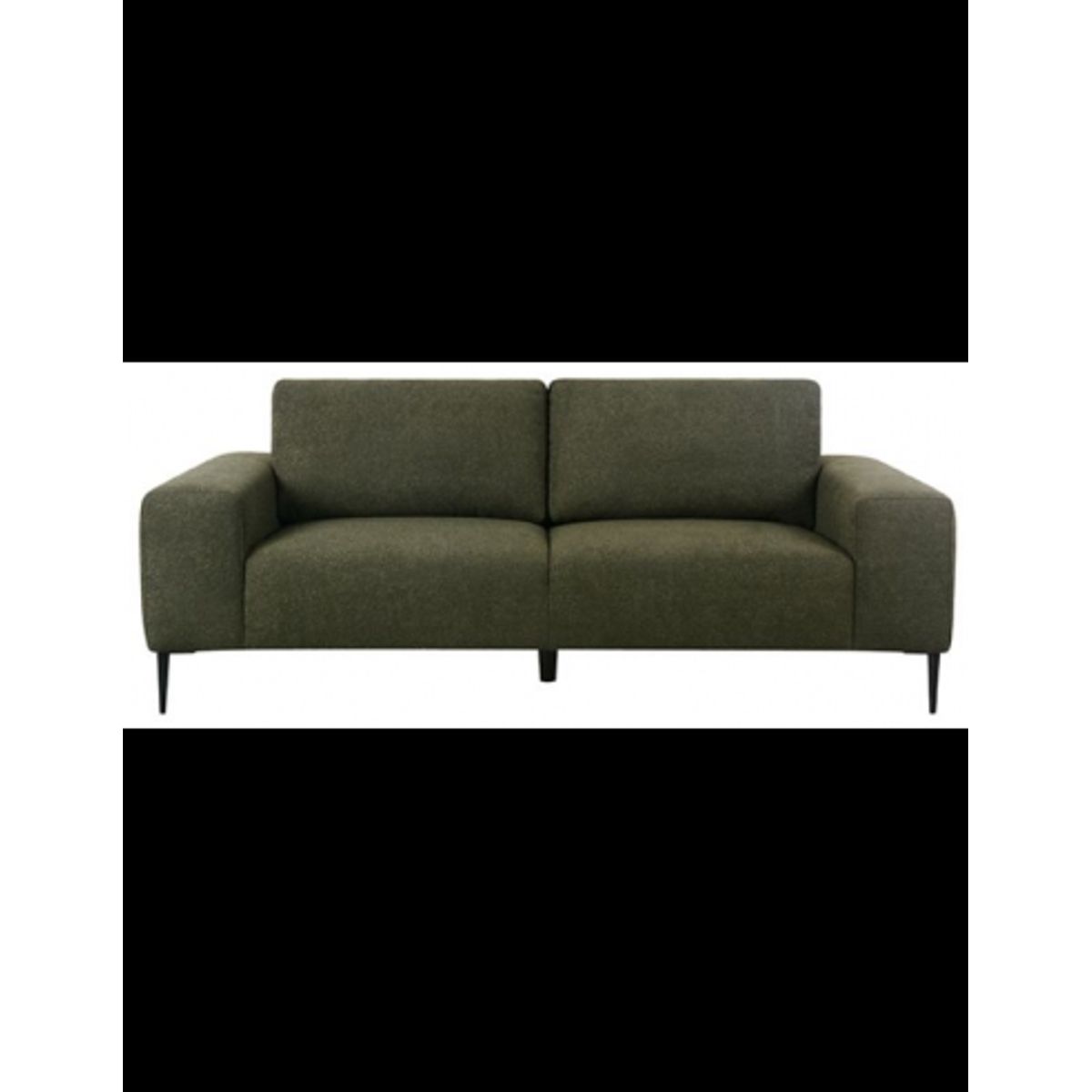 Ferraro 3-personers sofa i metal og bouclé polyester 212 x 88 cm - Sort/Mørkegrøn