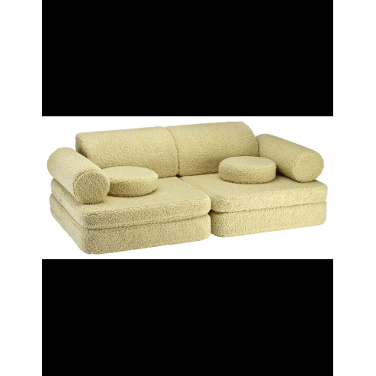 Settee børnesofa i OEKO-TEX teddy polyester 132 x 78 cm - Matcha