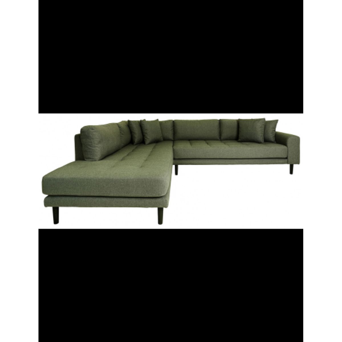 LIDE Venstrevendt hjørnesofa med chaiselong i polyester 257 x 220 cm - Sort/Olivengrøn