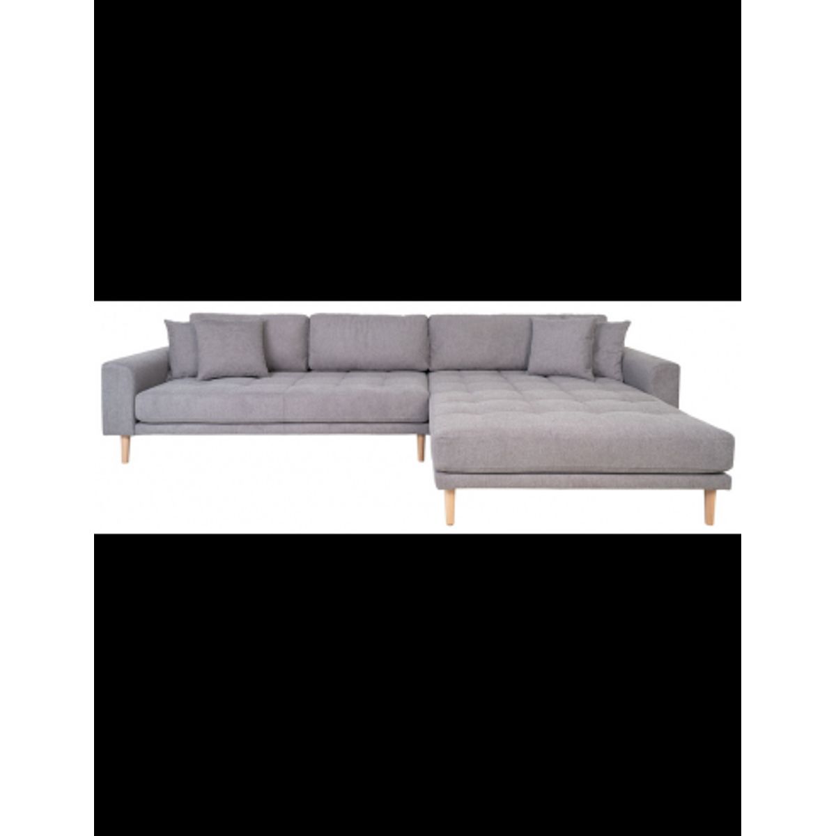 LIDE Højrevendt chaiselongsofa i polyester 290 x 170 cm - Natur/Lysegrå