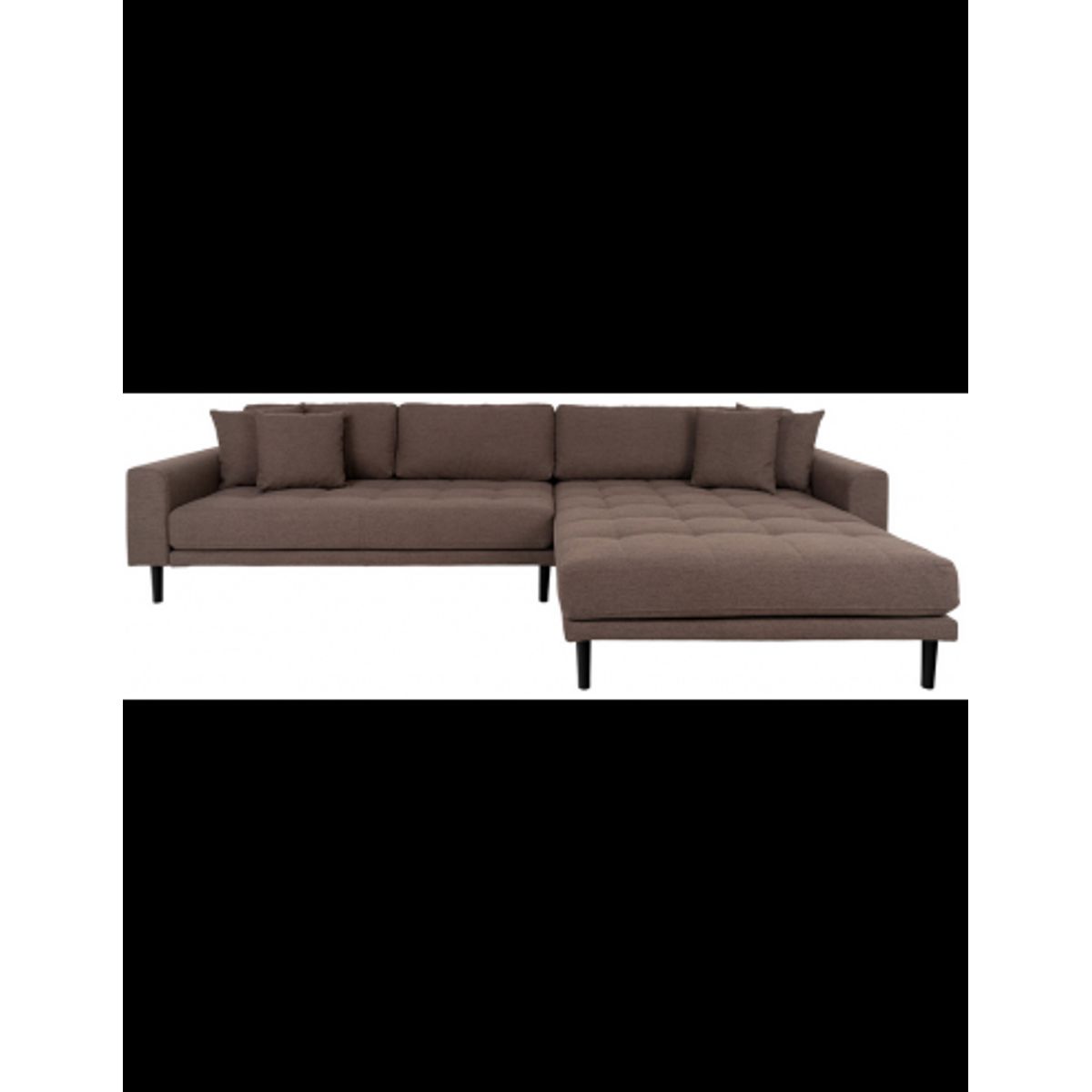 LIDE Højrevendt chaiselongsofa i polyester 290 x 170 cm - Sort/Brun