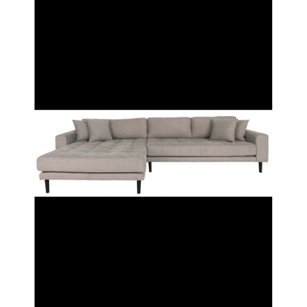 LIDE Venstrevendt chaiselongsofa i polyester 290 x 170 cm - Sort/Stengrå