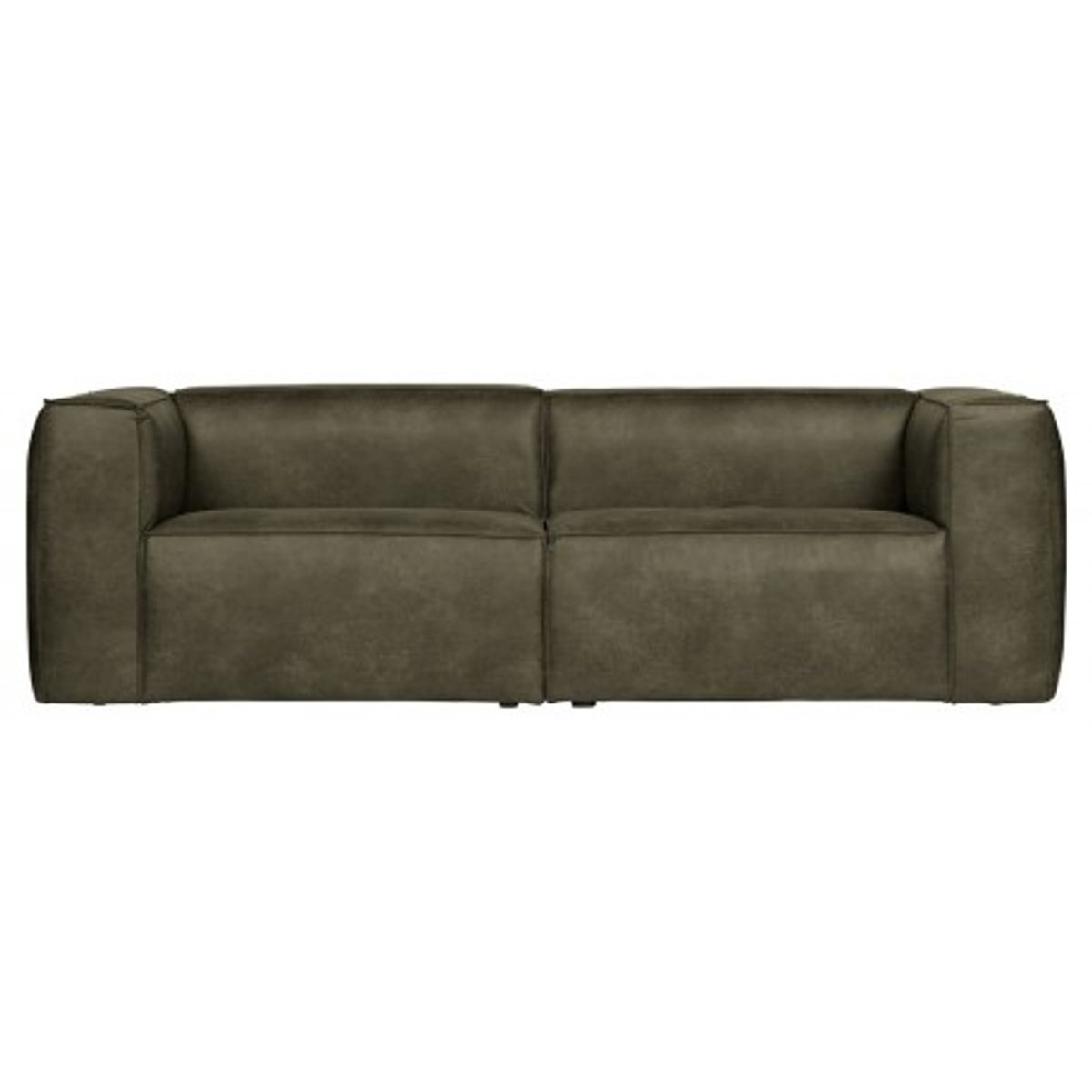 BEAN 3,5 personers sofa i læder 246 x 96 cm - Vintage armygrøn